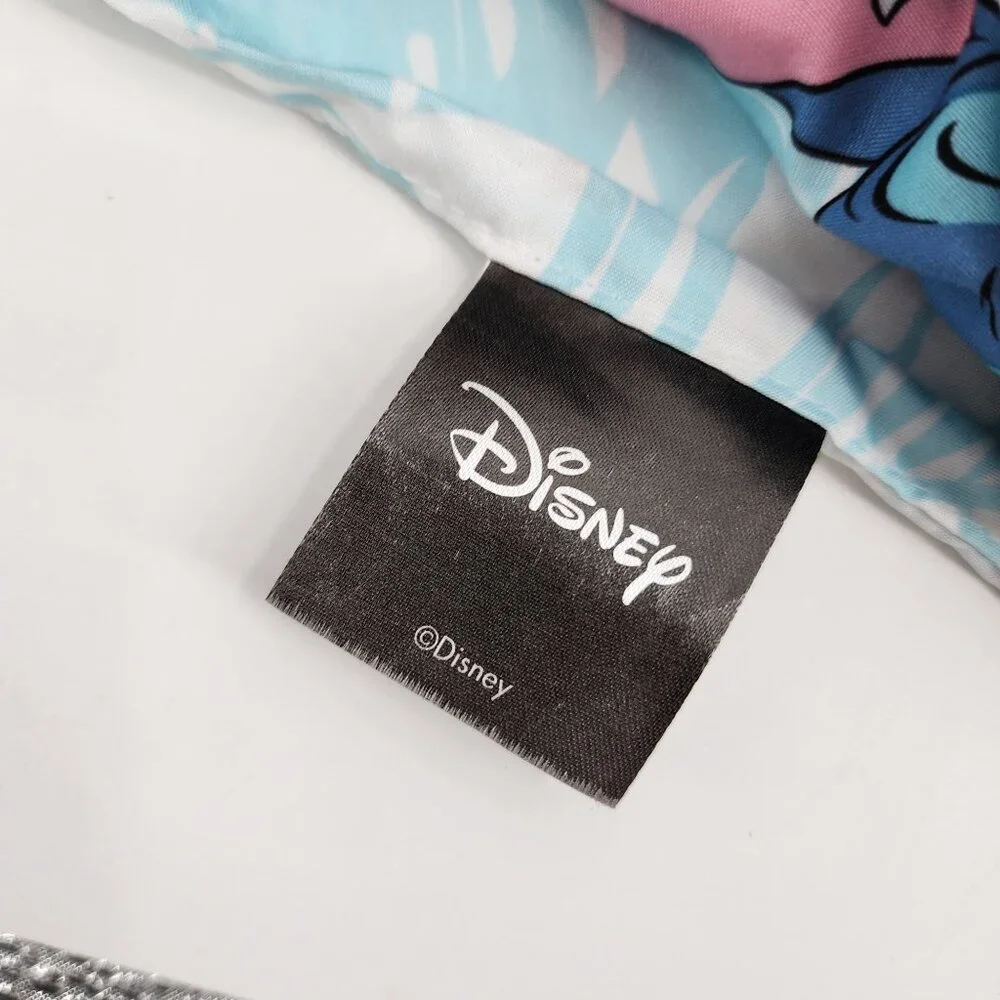 Disney Stitch Queen Size 2 Piece Sheet Set Tropical Leaf Flat Fitted